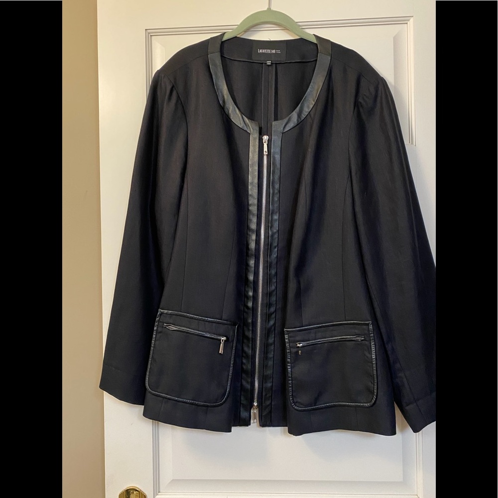Lafayette 148 NY 100% linen and leather jacket